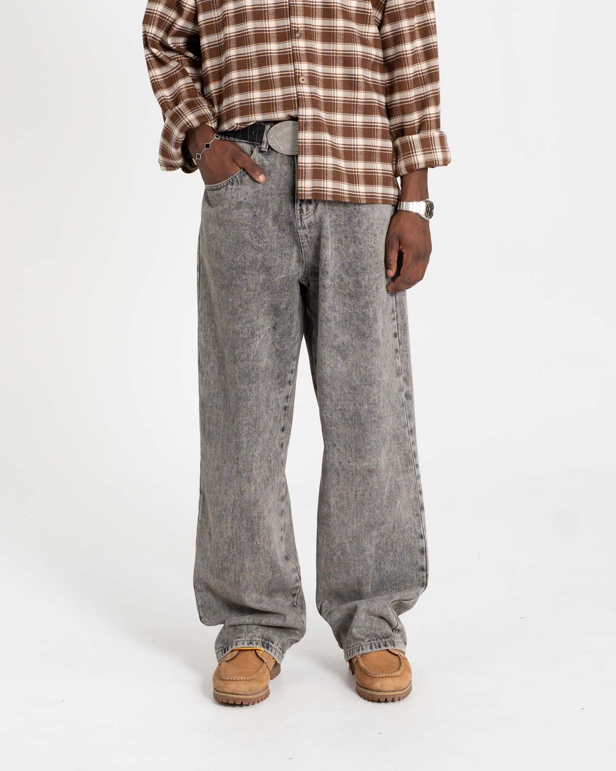 Baggy Denim Jeans Washed Grey